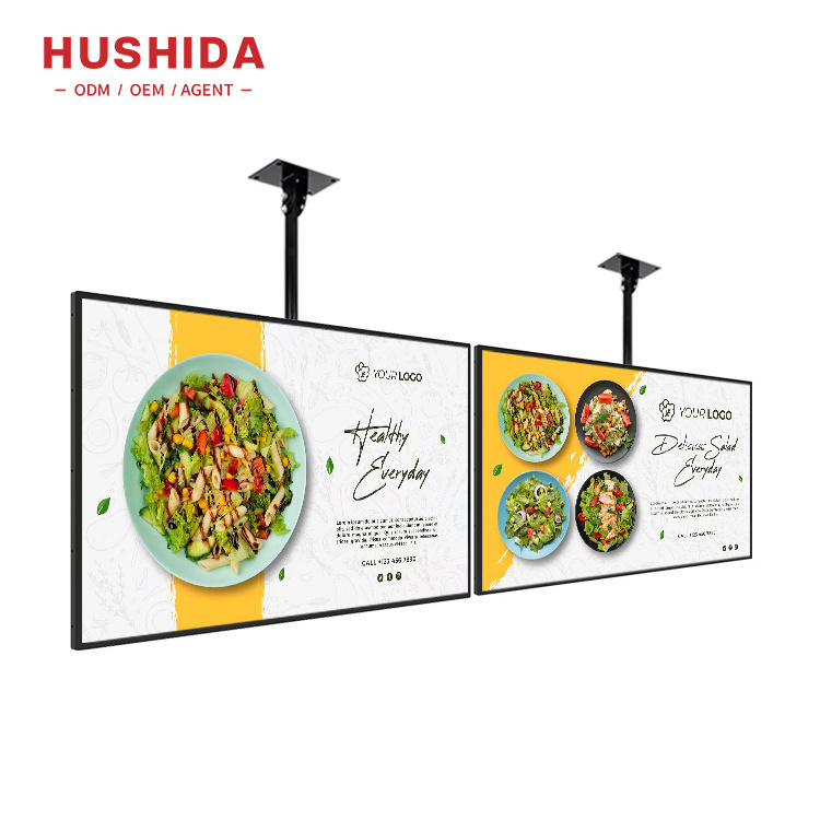 50 Inch 4K Indoor Shop Advertising Screen Lcd Sign Board Counter Restaurant Fast Food Advertising Hanging LCD Menu Board