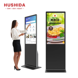 32 43 49 55 inch Vertical Screen Touch Advertising Equipment Split Screen Indoor Kiosk Standing Lcd Digital Signage