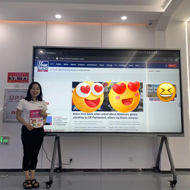 65 75 86 inch lcd smart board high resolution large big screen 4k tempered glass android system smart whiteboard interacative