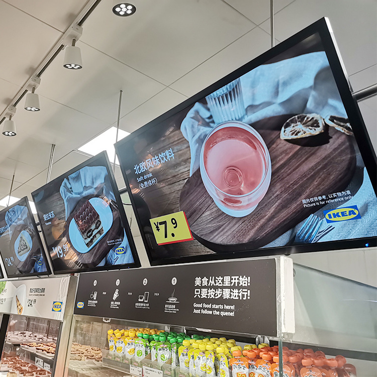 32 43 50 55 Inch Indoor Ceiling Mount Ad Display Menu Board Price Indoor Advertising Screen For Menu