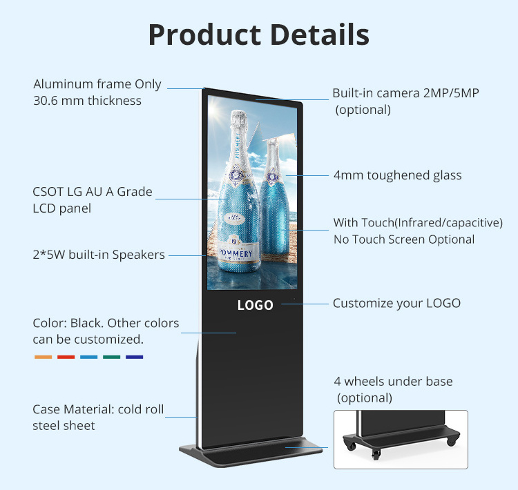 Best Selling Smart Kiosk Vertical LCD Advertising Display Interactive Panel Digital Signage Totem Floor Standing Touch Screen