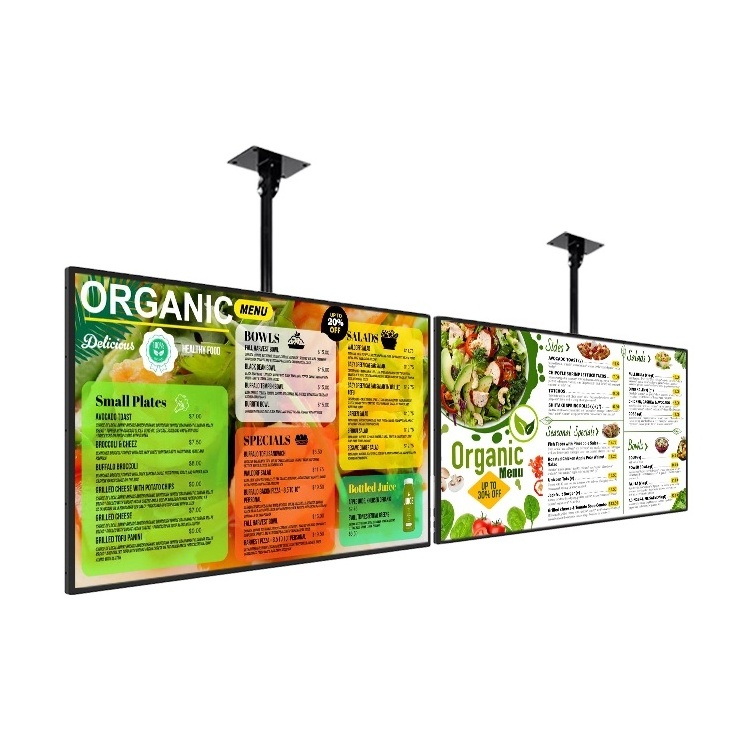 32 43 50 55 Inch Indoor Ceiling Mount Ad Display Menu Board Price Indoor Advertising Screen For Menu