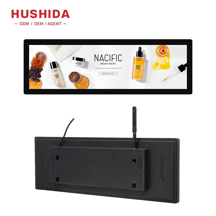 OEM Stretched Bar Lcd Display Digital 4K Monitor Stretched Screen Small Lcd 19.5 24 Inch Shelf Advertising Screen