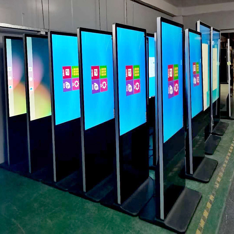 32 43 49 55 inch Vertical Screen Touch Advertising Equipment Split Screen Indoor Kiosk Standing Lcd Digital Signage