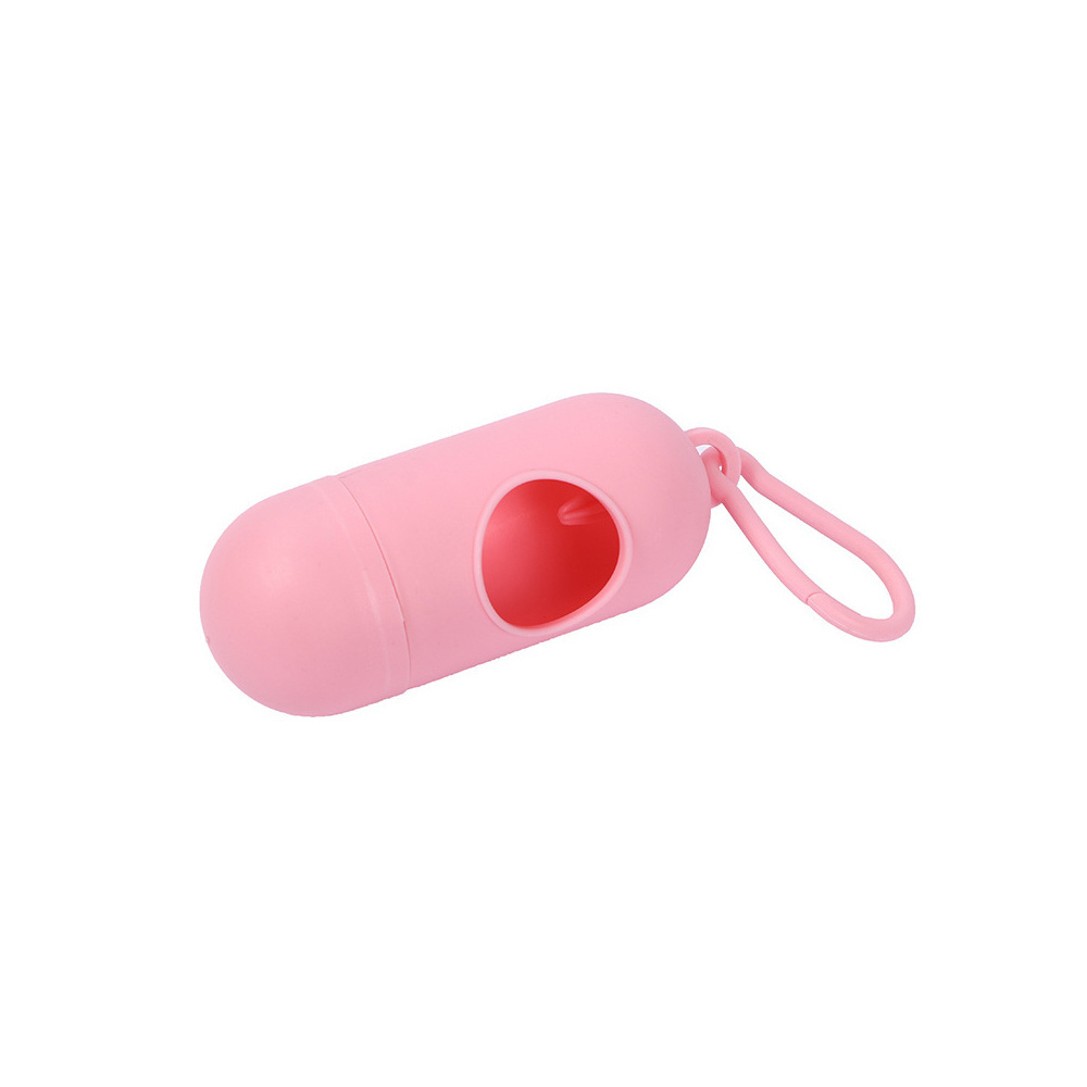 2023 Best Seller Portable Dog Poop Bags Dispenser Cat Trash Sack Case Carrier Pill Shaped Pet Waste Bag Holder Pet Supplies