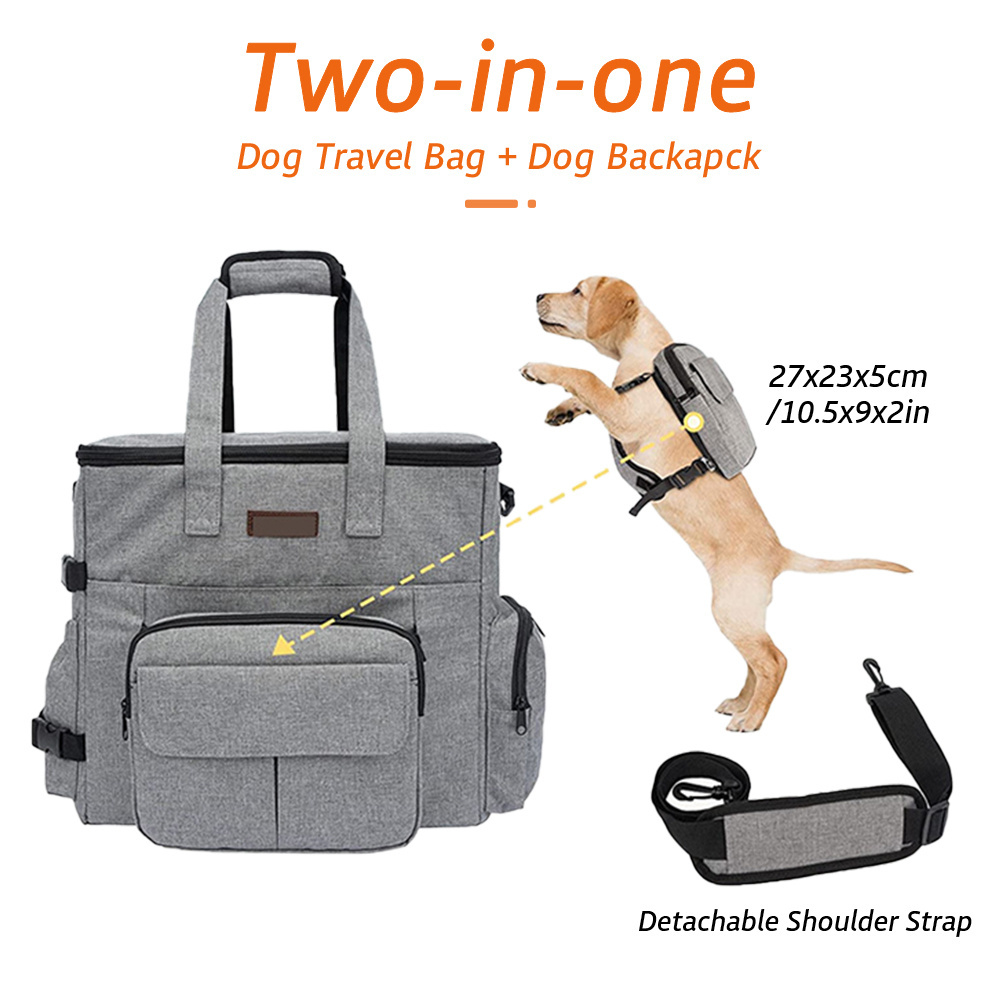 Dog Travel Bag for Supplies Set Includes Pet Travel Bag Organizer for Accessories Ideal Dog Travel Bowls Kit for a Weekend Awa