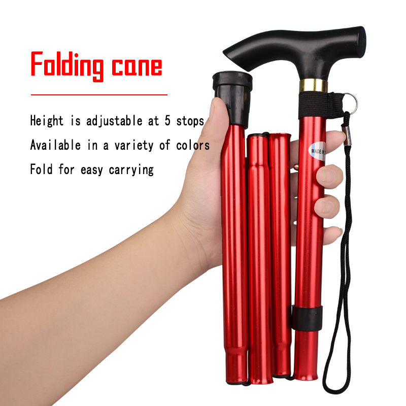 High quality foldable portable walking cane aluminum alloy adjustable crutches walking stick