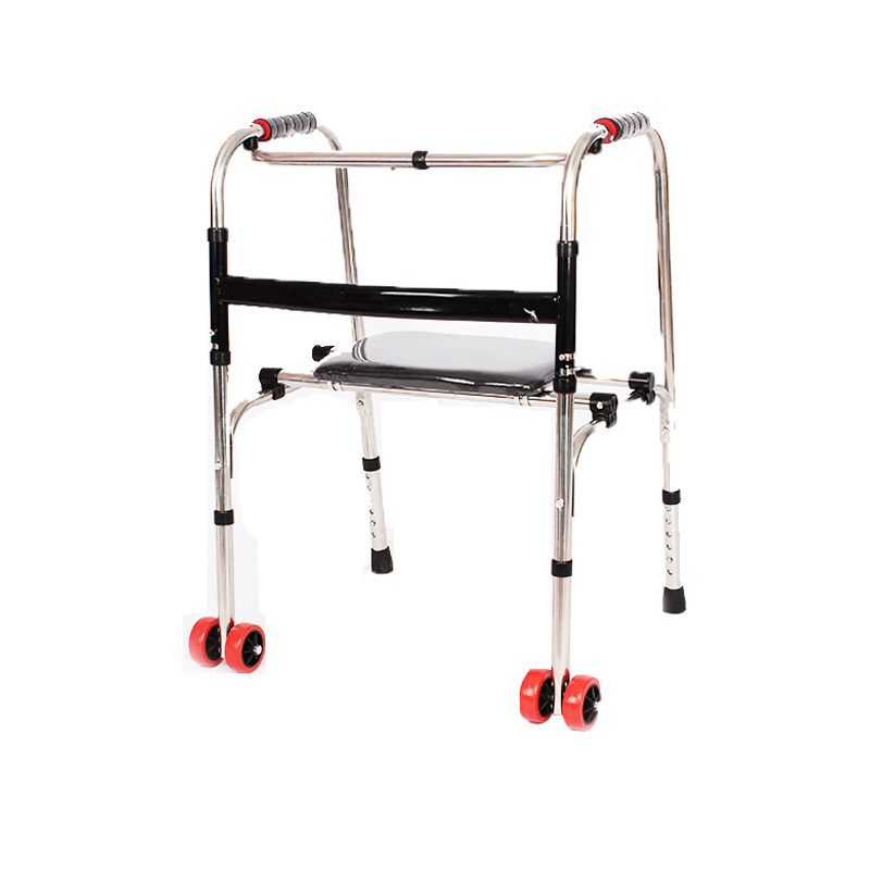 Foldable walker with seat folding mobility frame walker walking aids for adult