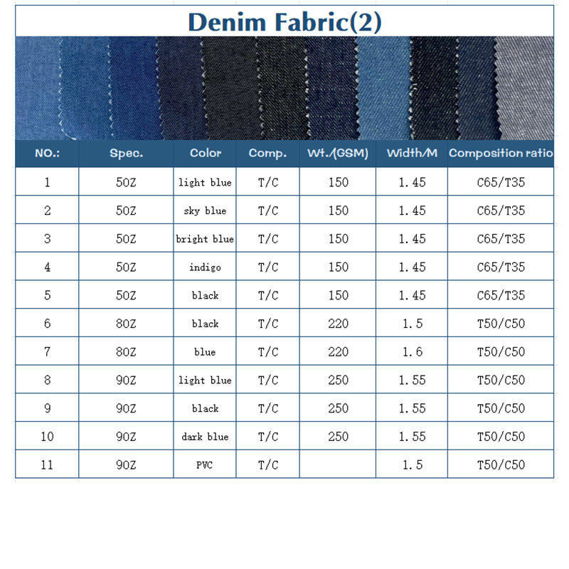 HSF Factory Multi color Demin Jeans Fabric With High Stretch Cotton Denim For Washed Denim