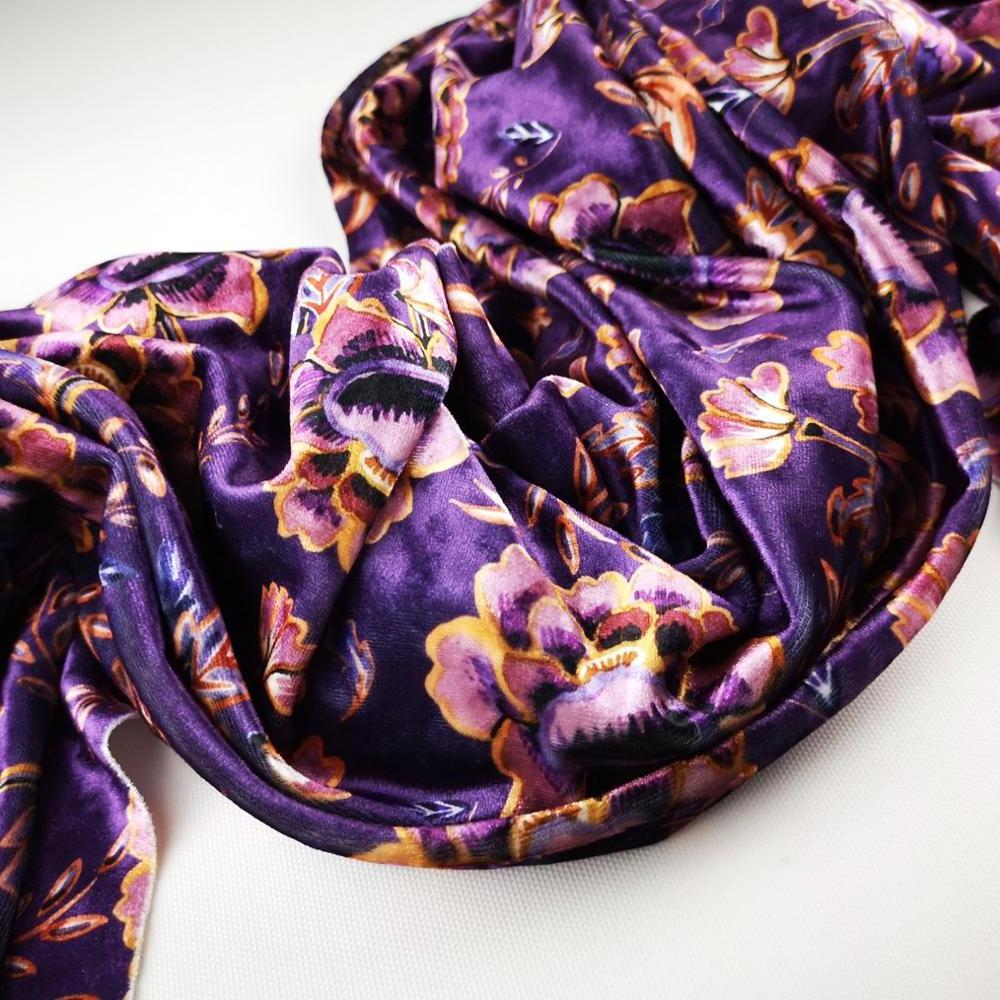 Digital Print Velvet Silk Scarf In Cotton Fabric