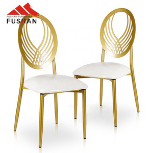 Modern luxury gold stainless steel hotel wedding chair with x leg king throne chair banquet high back party chairs for hotel