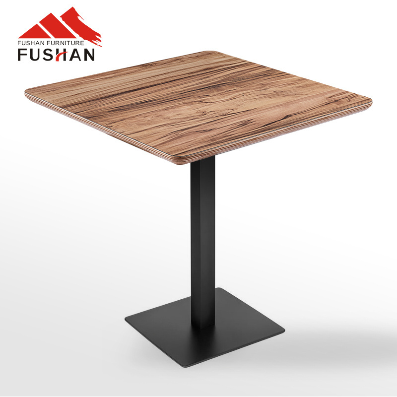 HPL Laminated restaurant table top with metal leg coffee shop dining table for sale