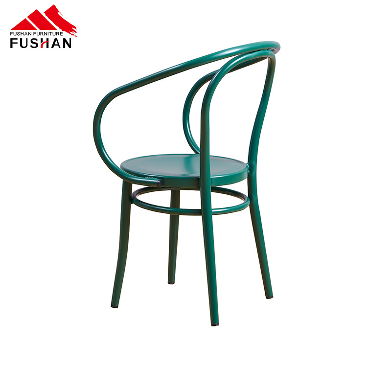 Popular high quality french cafe bentwood thonet green restaurant chair with armrest