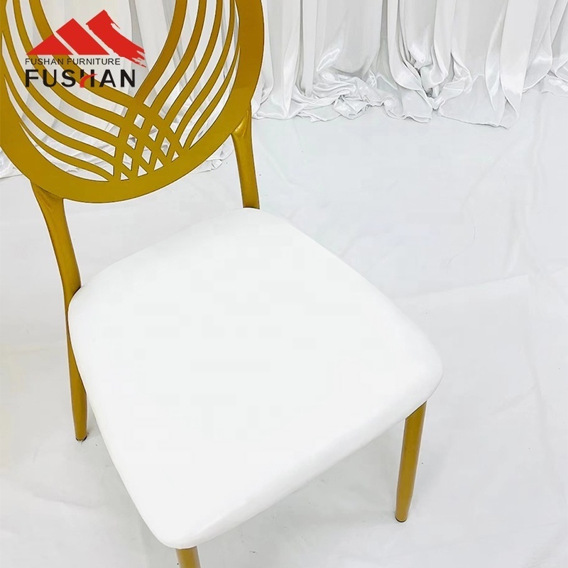 Modern luxury gold stainless steel hotel wedding chair with x leg king throne chair banquet high back party chairs for hotel