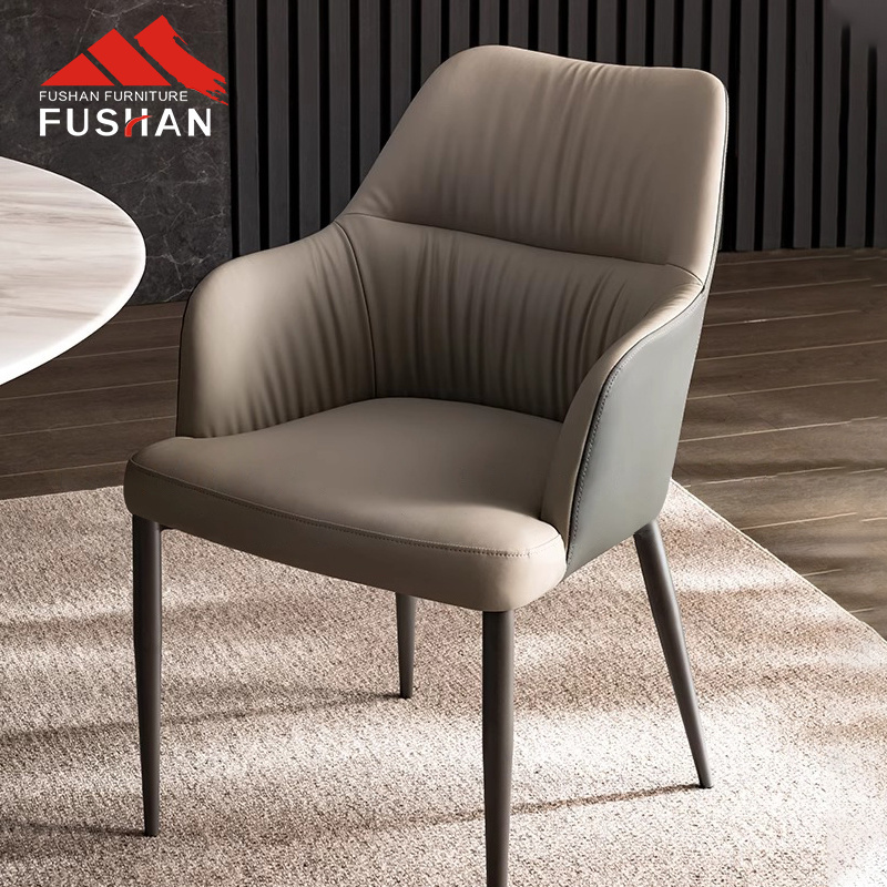 Restaurant Furniture Upholstered Dining Room Chair Modern Italian Modern Pu Leather Dining Chair With Arm