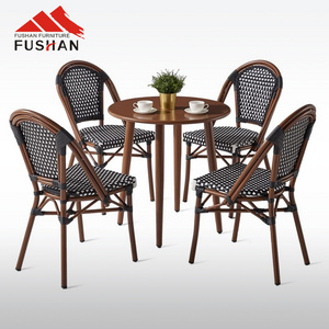 Garden furniture french PE rattan bistro chairs outdoor dining chair aluminum patio chairs for restaurant used