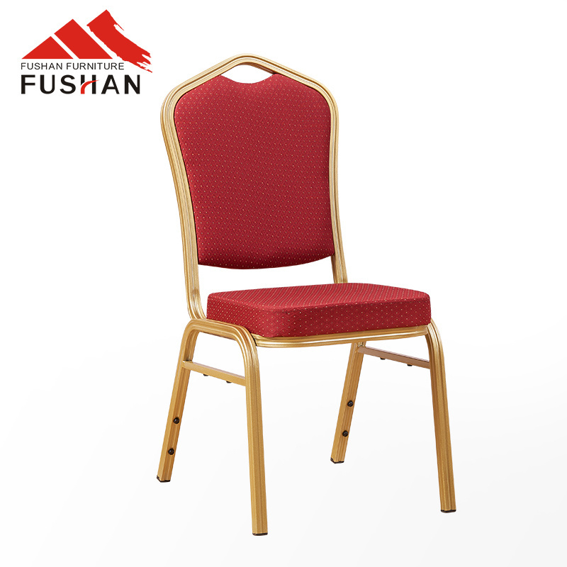 Professional banquet furniture wedding event chair in red color stacking hotel hall chair metal aluminum chair for sale