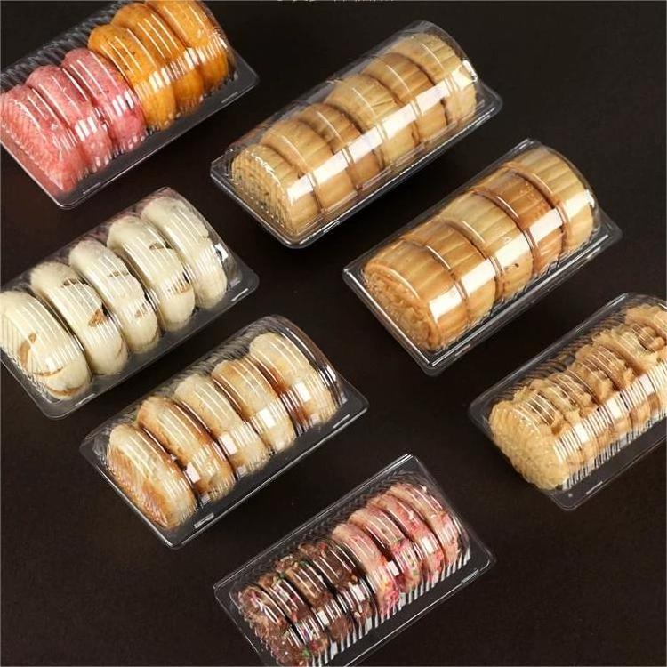 Wholesale Embossed Food Packaging Containers Plastic Moon Cake Pastry Box PET Material