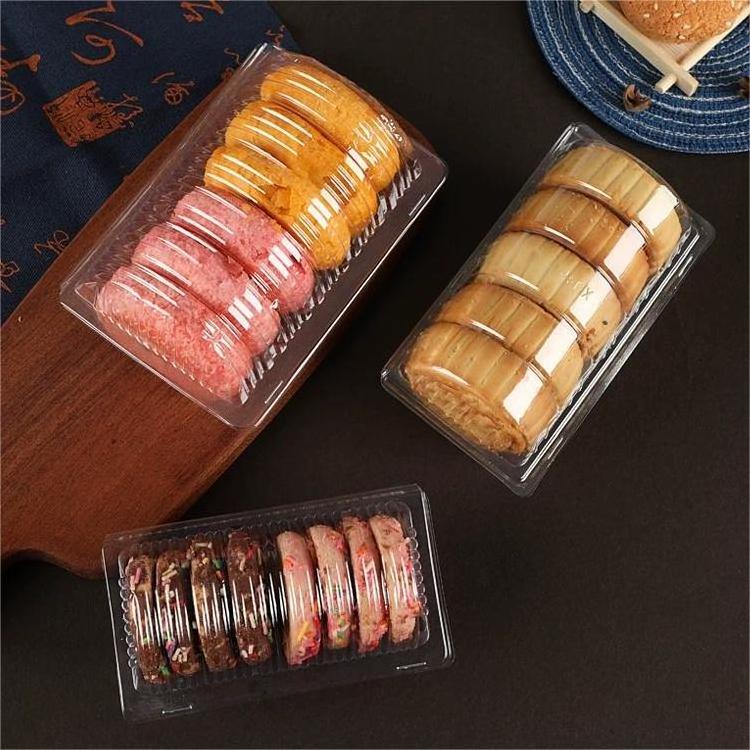 Wholesale Embossed Food Packaging Containers Plastic Moon Cake Pastry Box PET Material