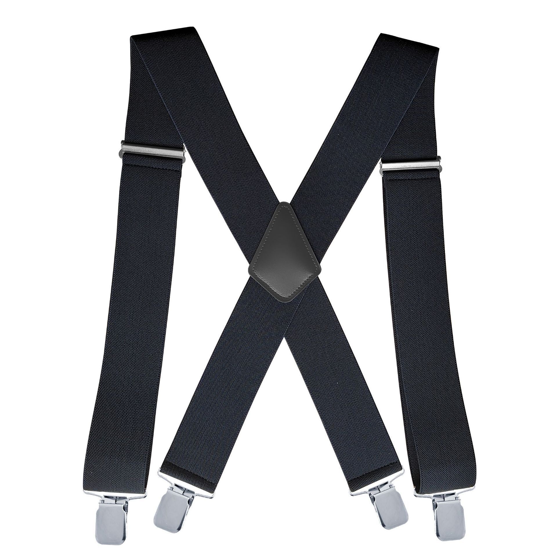 Heavy Duty Big Size Work Suspenders for Men 5cm/2 Inch Wide X Back with 4 Strong Clips Adjustable Elastic Trouser Braces Straps