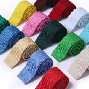 Wholesale Cheap Casual Black Knit Tie Cheap Silk Knitted Ties Men Plain Solid Men's Knit Ties