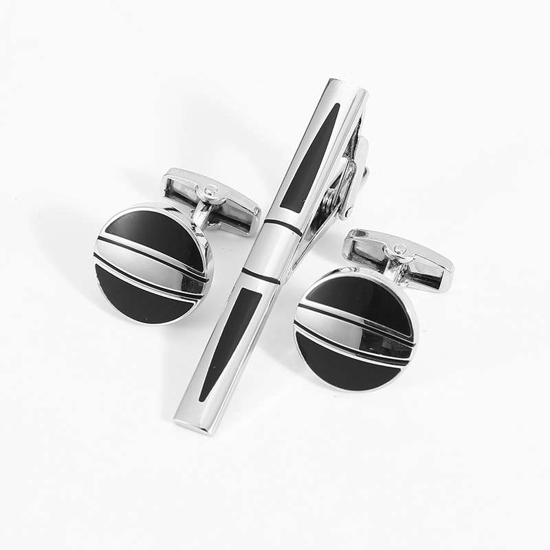 Wholesale Engraved Men Cufflinks And Tie Clips Alloy Metal Cuff links Men Cufflinks And Tie Clip Set For Men