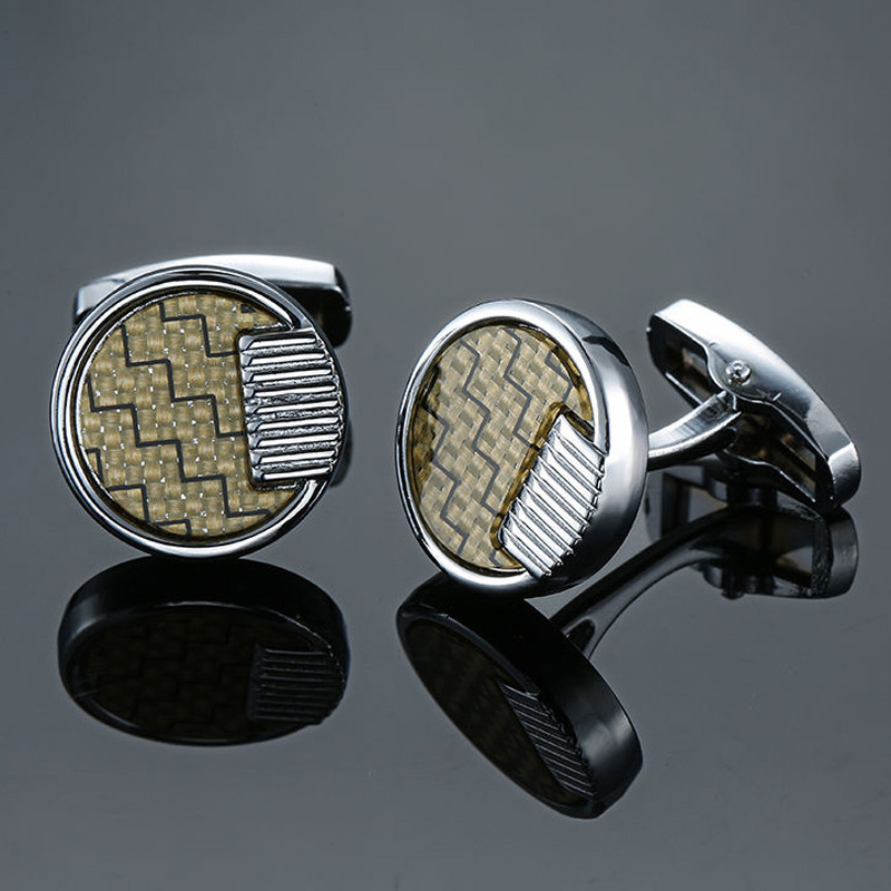 Fashion Round Copper Groom Personalised Cuff Links Luxury Suit Shirt Cufflinks For Men