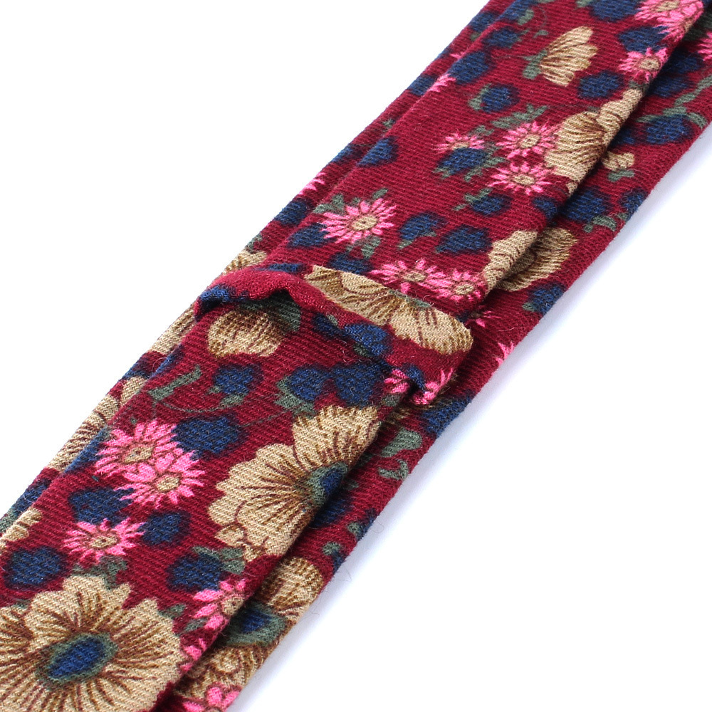 Floral Print Cotton Mens Necktie 6cm Skinny Neck Ties For Men Women Party Wedding Fashion Neckties Custom Slim Neck Tie Cravat