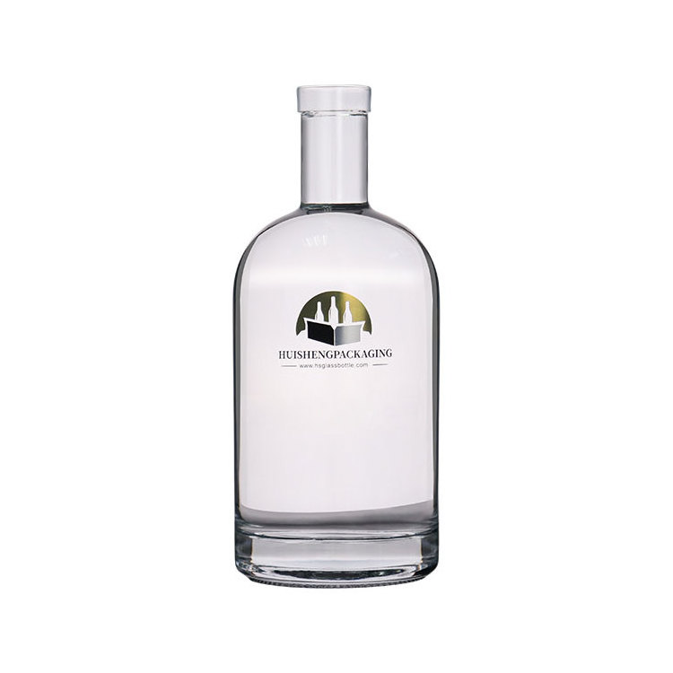 200ml 375ml 500ml 750ml 1000ml Round Empty Flint Glass Tequila Liquor Wine Gin Whisky Vodka Glass Bottle with Cork Lid