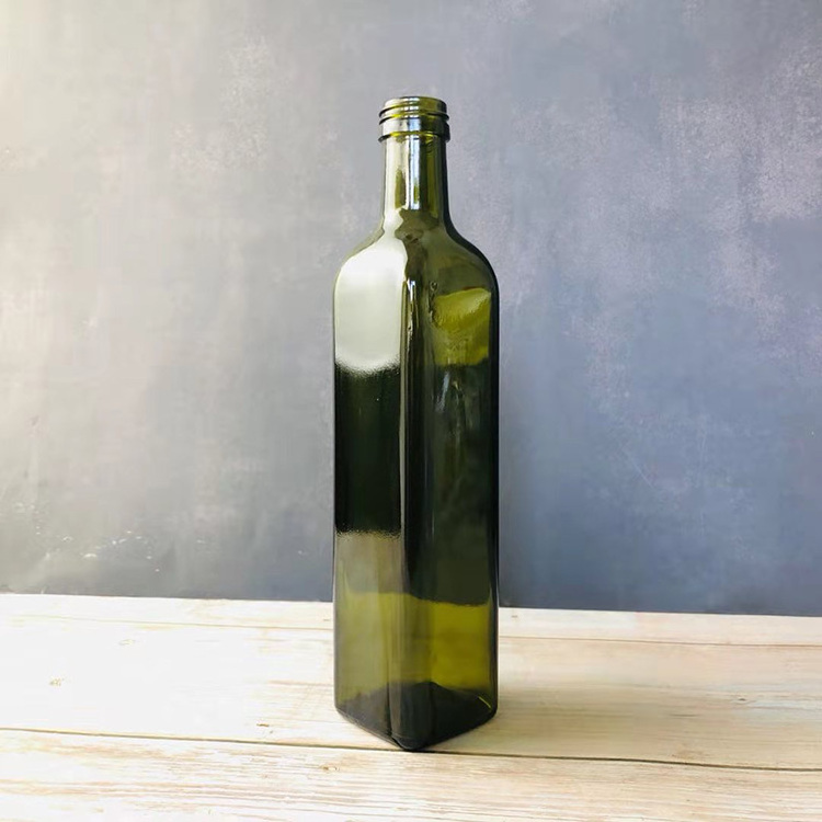 Food Grade Green Amber 250ml 500ml 750ml Olive Oil Bottle With Metal Lid