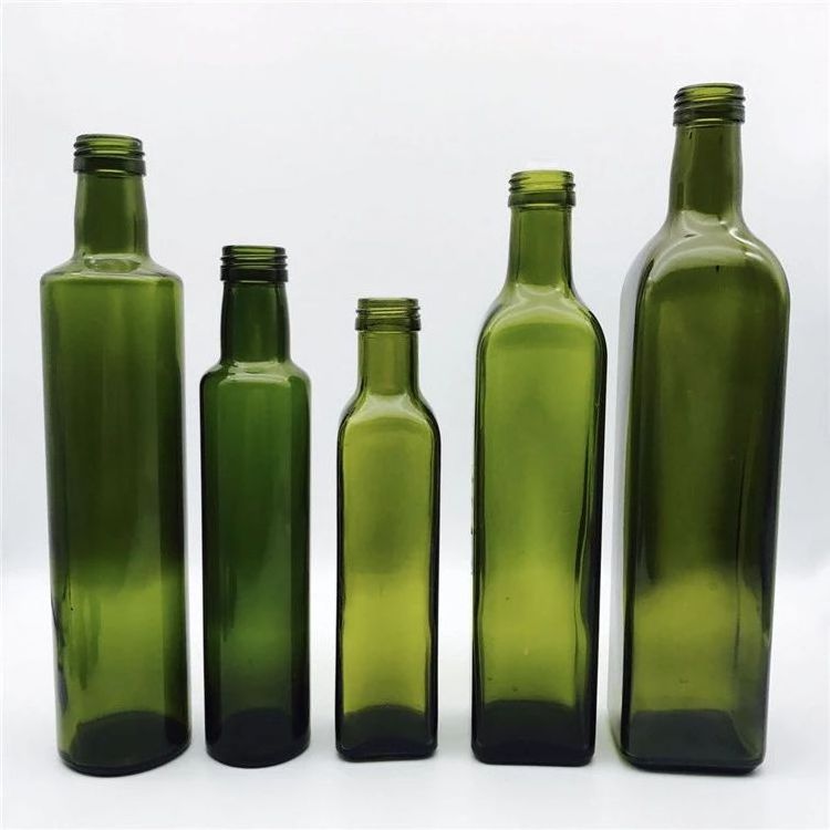 Food Grade Green Amber 250ml 500ml 750ml Olive Oil Bottle With Metal Lid