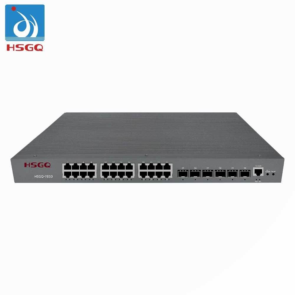 HSGQ-7830 30 Port Network Switch Fiber Optical 24*2.5GE+6*10G SFP+ L3 Managed Industrial Switch