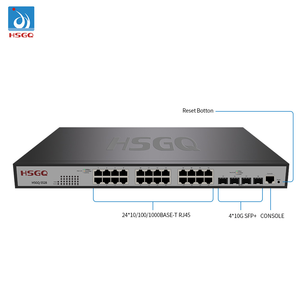 HSGQ- New arrival 24- port fiber network switch for DC Industrial POE Switch Camera Outdoor network switches