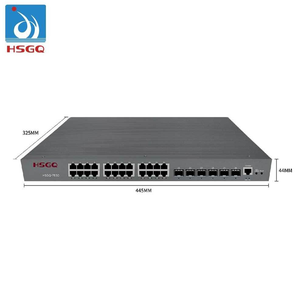 HSGQ-7830 30 Port Network Switch Fiber Optical 24*2.5GE+6*10G SFP+ L3 Managed Industrial Switch