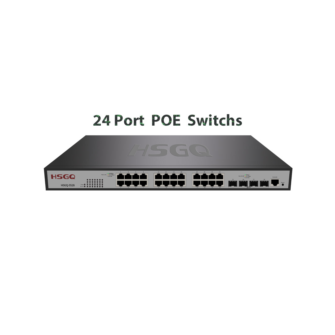 HSGQ- New arrival 24- port fiber network switch for DC Industrial POE Switch Camera Outdoor network switches