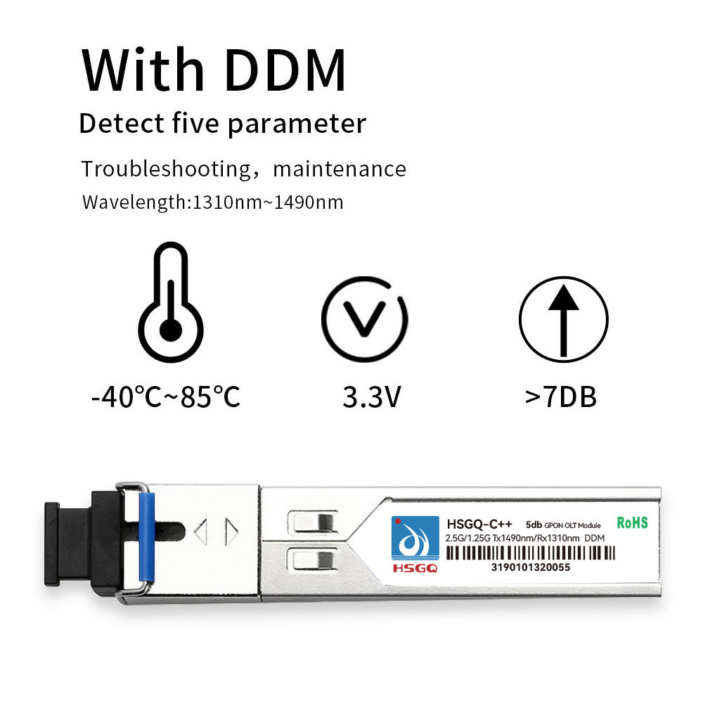 HSGQ-C++ 20km FTTX networks Gpon olt onu 9DB sfp transceiver xgpon sfp module price