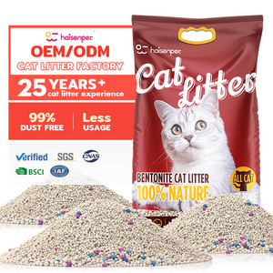 Haisen  OEM Factory 1-3mm  Strong Clumping Litter Low Dust Colorful Premium Bentonite Cat Litter Sand