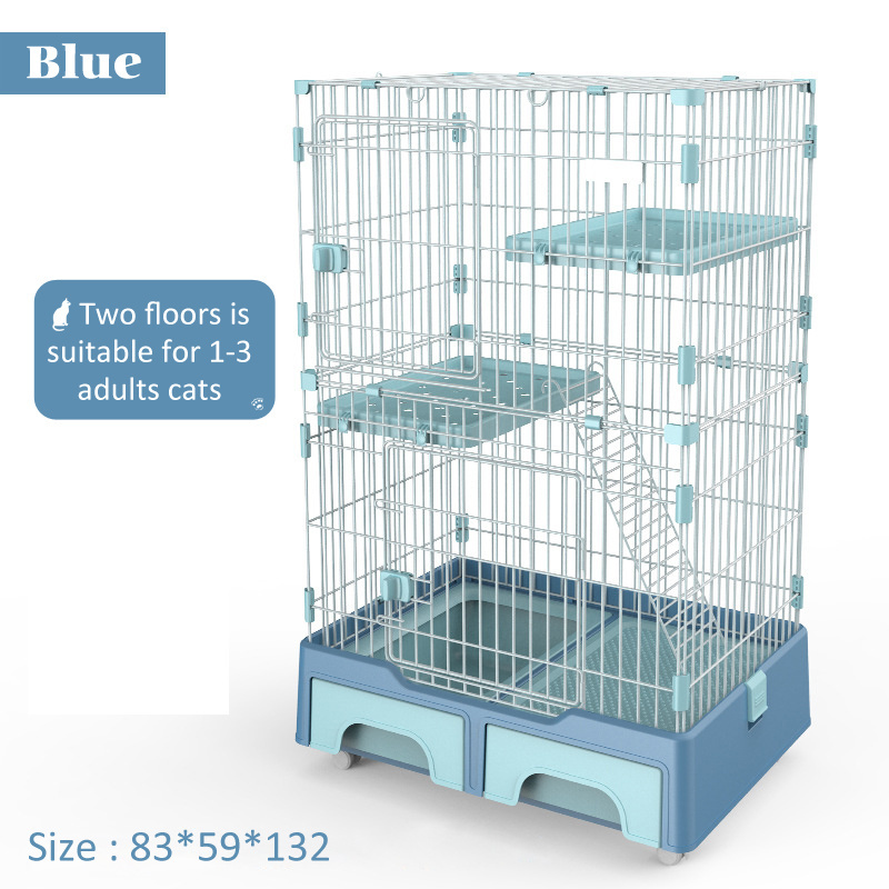 Wholesale 3-Layer Metal Large Universal Wheel Removable Stainless Steel Wire Cat House Cage With Litter Box And Storage Box