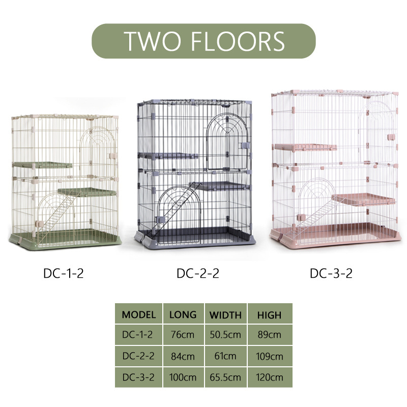 Wholesale Green Pink Gray Coated Stainless Steel Cat Nestdouble-Layer Cat Villa Pet Cage