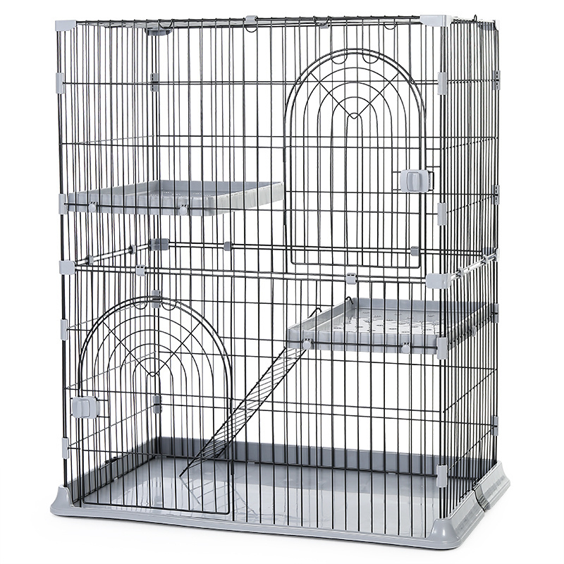 Wholesale Green Pink Gray Coated Stainless Steel Cat Nestdouble-Layer Cat Villa Pet Cage