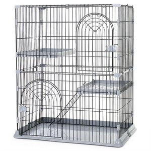 Wholesale Green Pink Gray Coated Stainless Steel Cat Nestdouble-Layer Cat Villa Pet Cage