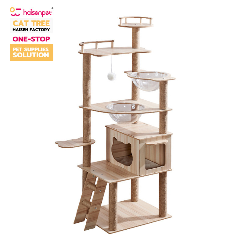 Haisen Wholesale Cat Tree Modern Luxury Toy Wooden House Cat Tree Cat Tree With Litter Box Enclosure