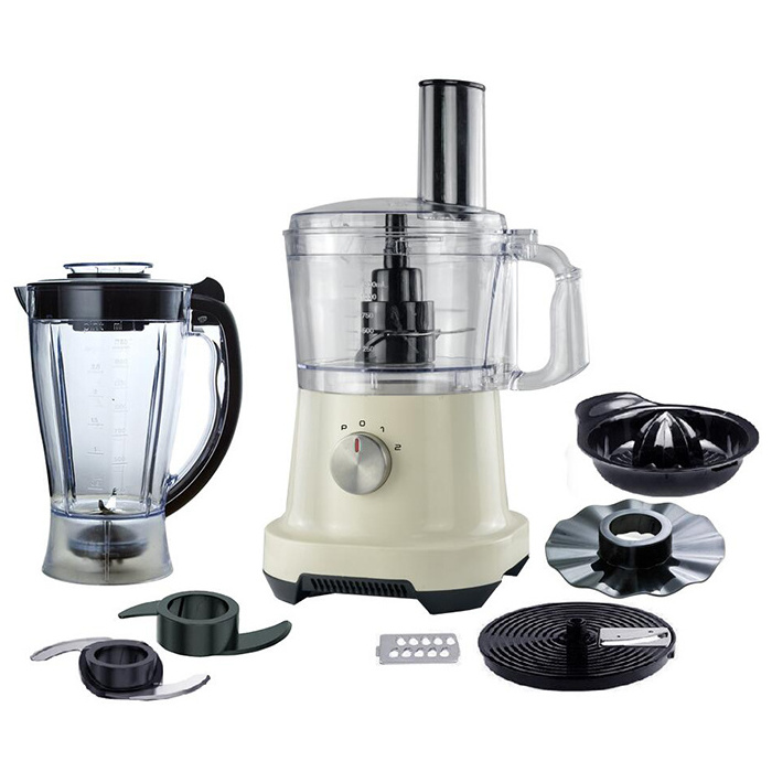 BPA free 1.2L 1.75L 500W plastic housing blending grinding slicing 10 in 1 multiple purposes food processor