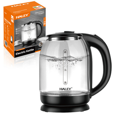 HALEY Hot Selling Electric Glass Kettle Hot Water Fast Boiler Tea Maker Blue Led Light 2.2l Glass Kettle