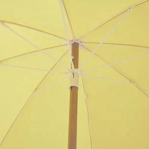 Australia Sunny Fringed Beach Outdoor Parasol Umbrella with Cotton Tassels, Wood Pole