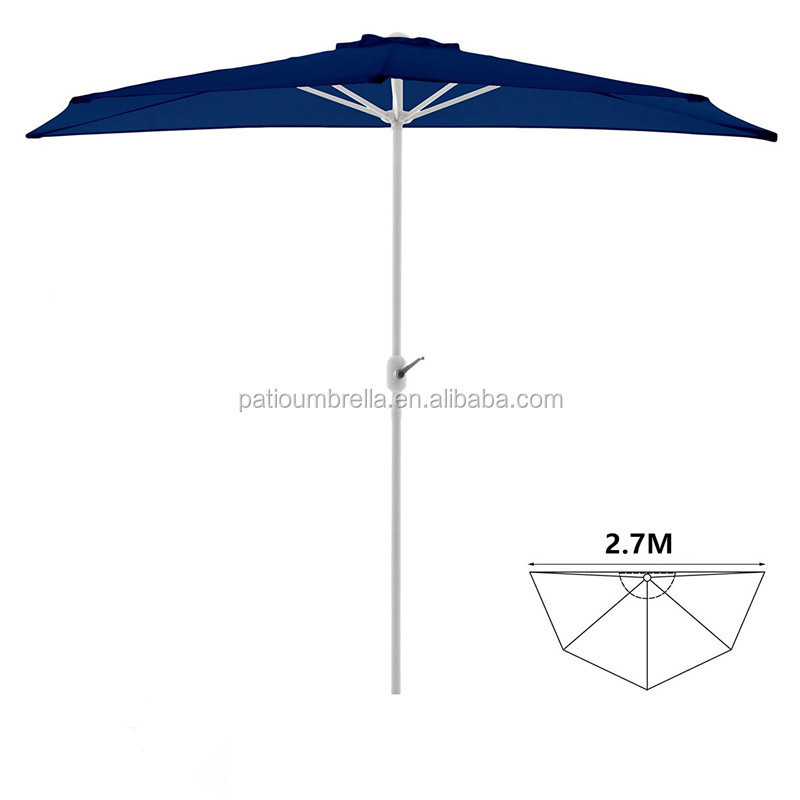 9'feet outdoor half wall patio umbrella with crank mechanism for balcony