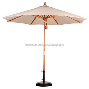 9'ft garden parasol swimming pool wooden patio umbrella with uv protection