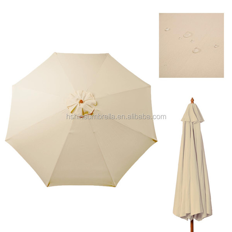 9'ft garden parasol swimming pool wooden patio umbrella with uv protection