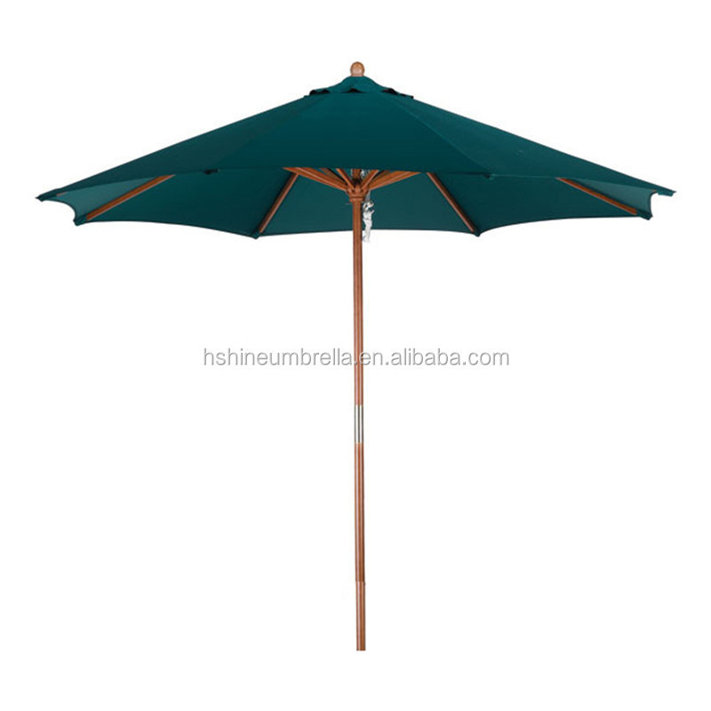 9'ft garden parasol swimming pool wooden patio umbrella with uv protection