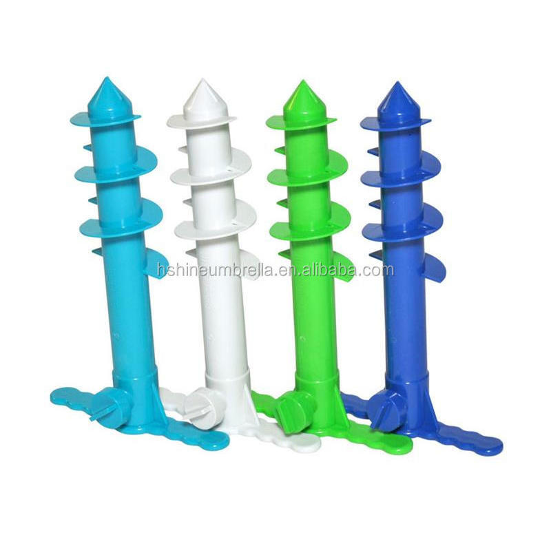 plastic ground screw sand pole anchor pp material for beach umbrella